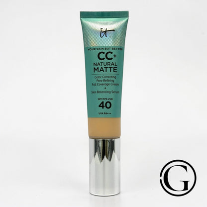 GOODSNYC IT Cosmetics CC+ Cream Matte foundation in a teal tube with silver cap, offering full coverage and SPF 40.