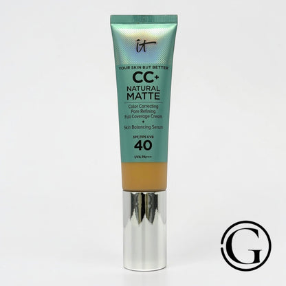 GOODSNYC IT Cosmetics CC+ Cream Matte foundation in a squeeze tube with SPF 40 for a natural, shine-free finish.