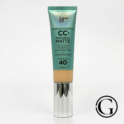 GOODSNYC IT Cosmetics CC+ Cream Matte foundation tube with SPF 40 for full coverage and a natural matte finish.