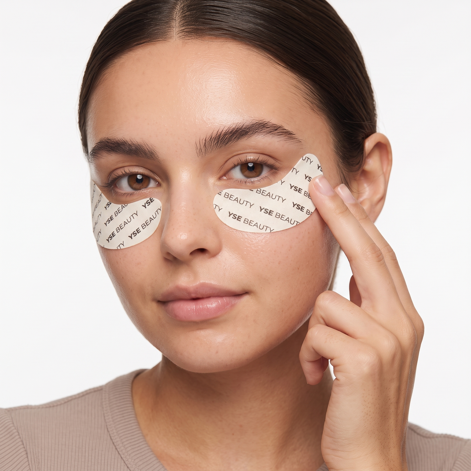 Who should try YSE Beauty The Overachiever Eye Masks — model wearing the YSE Beauty under-eye patches