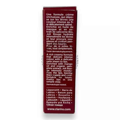 Clarins Paris Joli Rouge Moisturizing LongWear Lipstick 0.12 oz/ 3.5 g